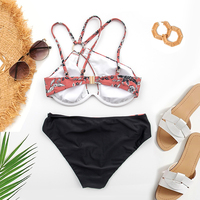 Maillots de bain bikinis transparents à fleurs roses, avec coussinets amovibles, en gros, pour femmes rondes