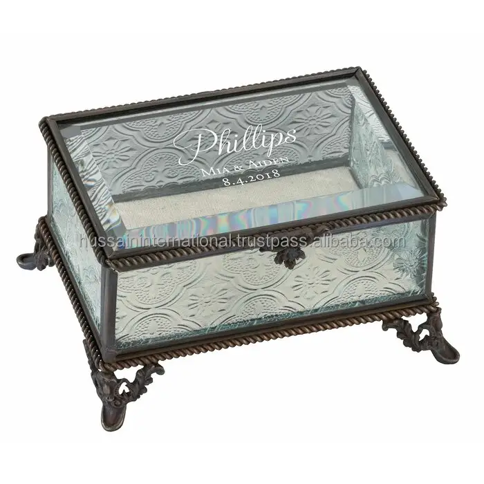 Rustic Glass Jewelry Box With Customized Printed Logo