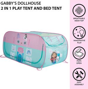 Casa de Juegos <span class=keywords><strong>Gabby</strong></span>'s <span class=keywords><strong>Dollhouse</strong></span> 2 en 1, Carpa de Tela para Niños, Cama Doble, Casa de Juegos Interior para Juego Imaginativo - Product Image 2
