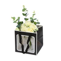 Sacs Cadeaux d'Emballage en Papier Carrés de Haute Qualité pour Bouquets de Fleurs, Gâteaux d'Anniversaire, Mariages, avec Fenêtre Transparente