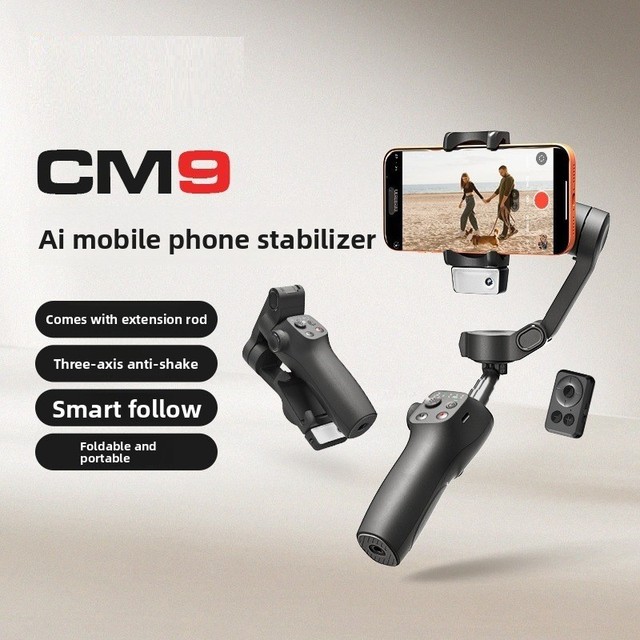 CM9 AI Edition Smartphone Gimbal Three- Stabilization Aluminum Alloy Handheld Shooting Fully Automatic 360 Rotation Remote