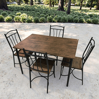 Ensemble de table à manger en métal de style européen classique moderne avec 4 chaises, fabriqué en Chine, écologique, pour appartement, hôtel, ferme