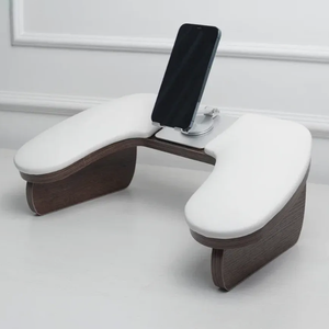 Reposamanos Profesional para Manicura, Diseño Rectangular, Soporte para Teléfono, Cuero PU, Base de Acero Inoxidable/Madera, Logotipo Personalizado - Product Image 4