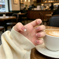 Faux Ongles à Presser Rose Dégradé Motif Fleur de Cerisier en ABS Forme Carrée Réutilisables Personnalisables DIY Qualité Supérieure Vente en Gros