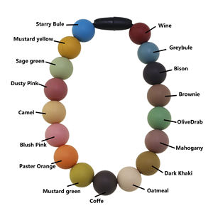 Bracelets porte-clés sucette sans BPA en silicone souple 180 couleurs personnalisées avec perles en vrac de 15mm anneau de dentition à mâcher de qualité alimentaire - Product Image 2