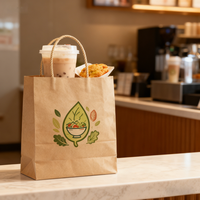 Sacs en papier kraft de luxe biodégradables et écologiques, durables, avec poignées en corde de coton et ruban, logo personnalisé, pour cadeaux, supermarchés et aliments