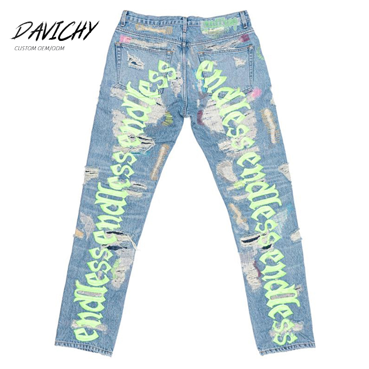 Custom Denim Trousers Jeans Embroidered 