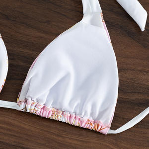 Bikini con cuello Halter para mujer, traje de baño estampado de dos piezas, con cordón - Product Image 5