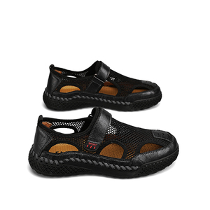 Nouvelles sandales d'été en cuir PU respirantes pour l'extérieur, semelle souple, chaussures décontractées en cuir durables, Zapatos - Product Image 1
