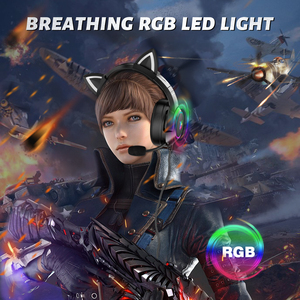 <span class=keywords><strong>Onikuma</strong></span> หูฟังเล่นเกมแมว,หูฟังแฟชั่น Heandfree Pink Glow Led Over Ear มีสายสำหรับเด็กผู้หญิงวัยรุ่นมือถือ <span class=keywords><strong>K9</strong></span> - Product Image 2