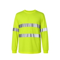 T-shirt de sécurité haute visibilité classe 2, jaune fluorescent, manches longues, tissu respirant à séchage rapide pour les travailleurs du bâtiment