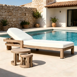 Cama <span class=keywords><strong>de</strong></span> Exterior <span class=keywords><strong>de</strong></span> Teca Sólida, Móvil, Minimalista y Moderna, Tumbona <span class=keywords><strong>Vigo</strong></span> para Hoteles, Villas, Piscinas, Playa y Casas <span class=keywords><strong>de</strong></span> Huéspedes - Product Image 3