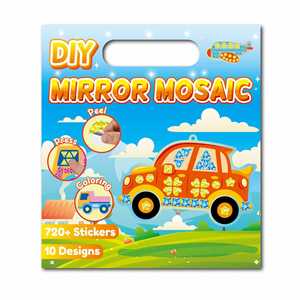 Kits d'autocollants mosaïques créatifs pour enfants, 10 thèmes de véhicules, idéal pour garçons et filles, activité artistique en feuille d'aluminium, cadeau parfait - Product Image 3