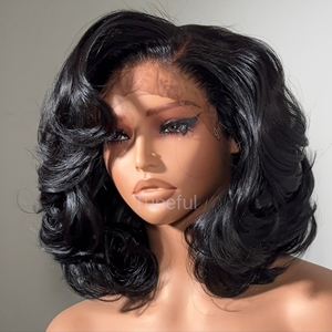 Bouncycury encaje Frontal pelucas cortas de cabello humano fábrica al por mayor diseño de moda barato 13*4 pelo chino transparente largo - Product Image 3