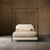 Lit à baldaquin Victoria en tissu, lit capitonné de luxe, taille King ou Queen, pour hôtel, villa, sur mesure, vente en gros