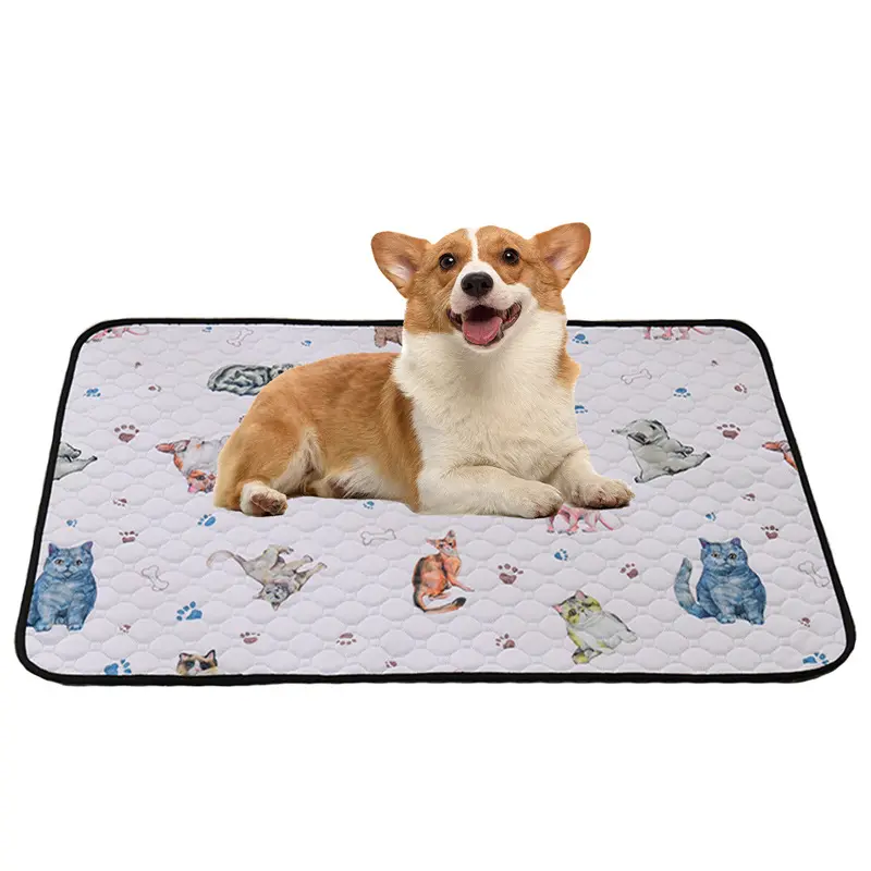 Almohadillas lavables reutilizables absorbentes impermeables impresas para perros, alfombrilla de entrenamiento para perros, almohadillas para orinar, almohadilla barata para Cachorros para gatos y perros