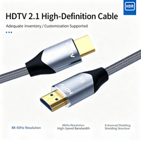 Câble HD Ultra Haute Vitesse 8K Premium 48 Gbps en Cuivre Sans Oxygène, Gaine en Nylon Tressé, Coque en Alliage d'Aluminium Plaqué Or pour Moniteur 4K 120Hz