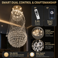 Lustre moderne de luxe en cristal, grand luminaire suspendu en spirale pour villa, hall de grande hauteur, projet hôtelier
