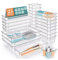 Lot d'Organisateurs à Tiroirs Transparents pour Cosmétiques, Bijouterie Divers, Plateaux Multifonctionnels, 25 Pièces