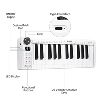 Clavier MIDI portable M-VAVE SMK-25 MINI - 25 touches, action à ressort, boutons de pitch/modulation, compatible sans fil, Type-C, pour PC/Mac/iOS