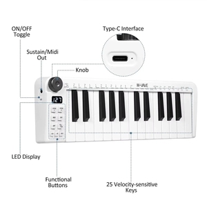 <span class=keywords><strong>Clavier</strong></span> <span class=keywords><strong>MIDI</strong></span> portable M-VAVE SMK-25 MINI - 25 touches, action à ressort, boutons de pitch/modulation, compatible sans fil, Type-C, pour PC/<span class=keywords><strong>Mac</strong></span>/iOS - Product Image 3