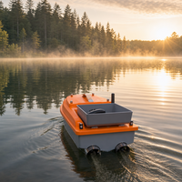Perahu Umpan Plastik Yuerlang 12V Senyap dengan GPS, Tombol Satu Sentuhan untuk Kembali ke Rumah, Pengait & Jaring Pancing, Jarak Kontrol 400-500M