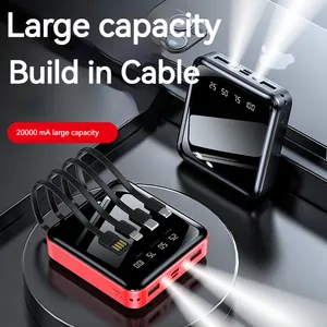 2024 nouveauté chargeur Portable câble intégré batterie externe 10000 mAh 4 en 1 Powerbank 10000 mAh Station pour l'extérieur