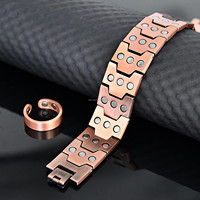 Bracelet magnétique en cuivre pur avec croix chrétienne, thérapie magnétique, soulagement de la douleur, réglable pour hommes et femmes, cadeau d'anniversaire