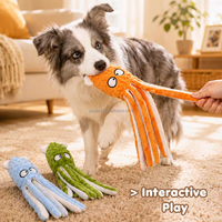 Jouets en peluche pour chien Squeaky Squid sans rembourrage, jouet interactif à mâcher pour chiot avec papier froissé