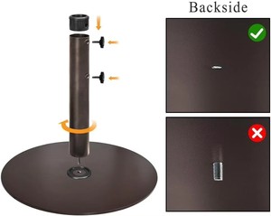 Base Redonda de Hierro para Sombrilla de Exterior para Hotel, Resistente, con Capacidad de hasta 50 Libras, Diseño Contemporáneo para Patio y Parque - Product Image 3