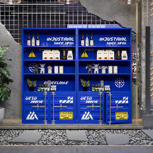 Soporte de exhibición comercial de metal de estilo industrial para <span class=keywords><strong>tienda</strong></span> de té de la leche Café Escaparate de productos de moda con estilo - Product Image 2