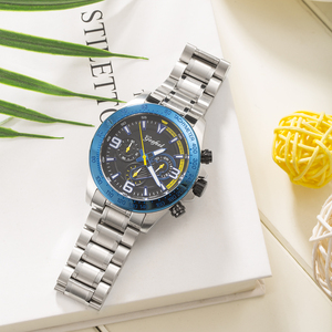 Montre chronographe sport pour homme avec logo personnalisé, cadran gaufré double couche, mouvement Seiko VD55, bracelet en cuir, montres de business - Product Image 4