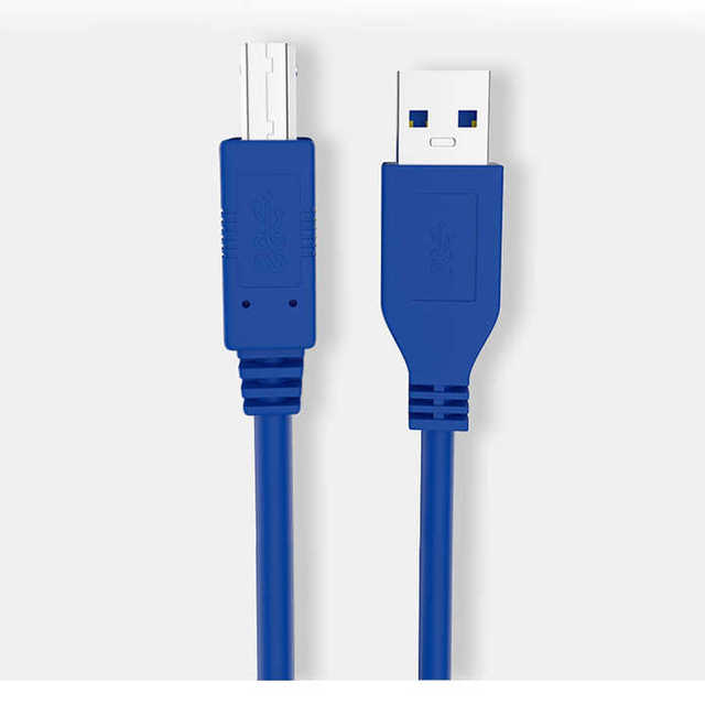 High Quality USB 3.0 Type-B Square Mouth Blue Cable USB a to B High-Speed Data Transmission for Computer Printer Braid Shielded
