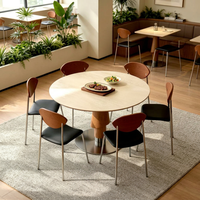Ensemble de table à manger ronde en bois moderne de luxe avec 6 chaises, écologique et durable pour les salles à manger d'appartements