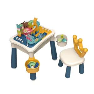 儿童游戏水沙池学习桌餐桌多功能玩具组装积木桌HC550142