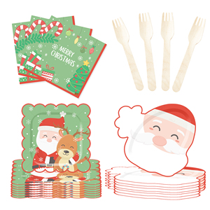 Juego de Vajilla Navideña DAMAI con Diseño Nuevo y Molde de Santa Claus, Incluye 7 y 9 Platos de Papel, Vasos y Servilletas para 8 Personas - Product Image 4