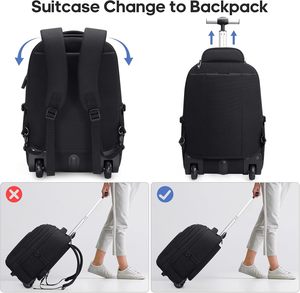 Free Sample Laptop Travel <b>Backpack</b> with <b>Wheels</b> for Men Women, Rolling Wheeled <b>Backpack</b> for Business Travel - Product Image 4
