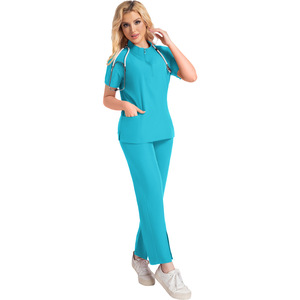 Summer Nurse Uniform Split Set Short Sleeve Unisex Moisture Wicking Hospital Scrubs for Doctors Dental Nurses - Product Image 4