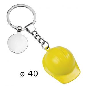 Porte-clés personnalisé avec logo, casque jaune, D=40mm, en métal, avec scénarios d'utilisation personnalisés - Product Image 1