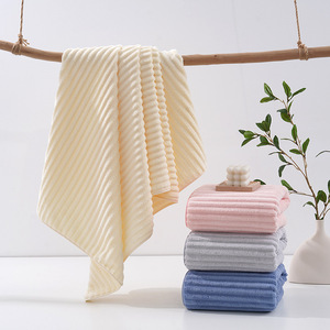 Coral Fleece Thickened <b>Bath</b> Towel Candy Colored Striped Quick Dry Beach Towel Rectangle 300g 400g Unisex Household Use - Product Image 1