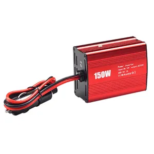 Inversor de potencia para coche, 100W/150W, puertos de carga USB, salida modificada de onda sinusoidal con encendedor de cigarrillos