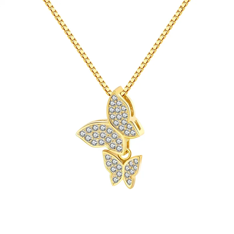 RINNTIN SN191 Fabricante Fine Jewelry 18K Banhado A Ouro 925 Sterling Silver Butterfly Pendant Colares Para As Mulheres