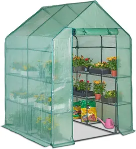 3-х ярусный Тепличный дом с 8 полками и устойчивым к атмосферным воздействиям восстановленным пластиковым покрытием из ПВХ для выращивания растений в саду и на открытом воздухе