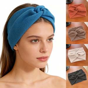 Women's Ribbed Knit Wide Headband Cross <b>Twist</b> Yoga Sweatband for Sports & Fitness - Product Image 1