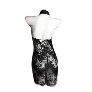 Lingerie <b>Set</b> Cheongsam Style Sheer Floral Print Nightgown Women <b>Sexy</b> Costume For Role Play - Product Image 4