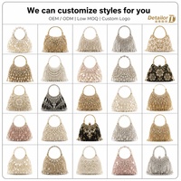 Sac à main en polyester et coton avec pompon, imitation nacre artificielle, fermeture magnétique, vente en gros