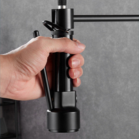 Nouveau design Robinet de cuisine américain noir en laiton à double poignée, 2 fonctions, bec pivotant à 360°, extractible avec anneau de fixation