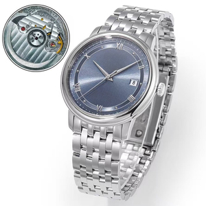 Reloj de Pulsera de Lujo Personalizado para Caballero, con Esfera Azul Plateada, Caja de Acero Inoxidable, Fecha, Manecillas Luminosas, Mecánico Automático, Resistente al Agua - Product Image 1