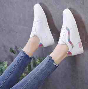 Chaussures en cuir blanc pour femmes, nouvelles chaussures de printemps basiques, décontractées et respirantes, à la mode, été - Product Image 4