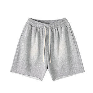 Short délavé à l'acide en coton et polyester mélangé 300GSM avec logo personnalisé Shorts unisexes grande taille pour hommes de couleur unie - Product Image 4